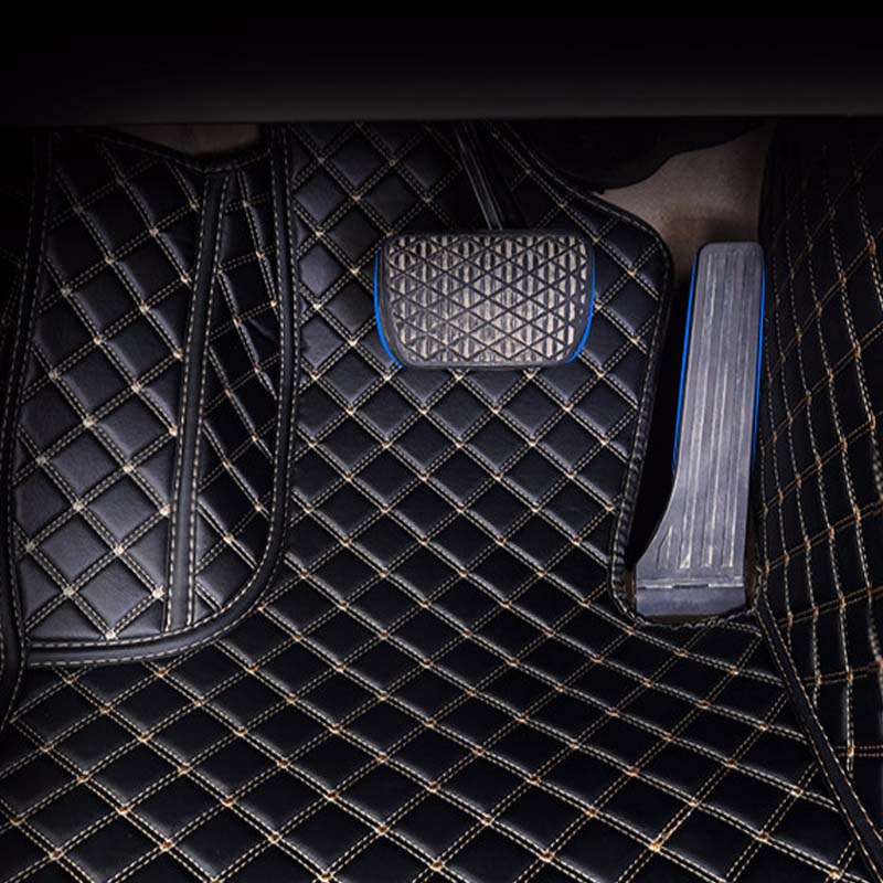 CM23 Double-line Luxury Car Mat Diamond Shape Stitchingh Red&Red