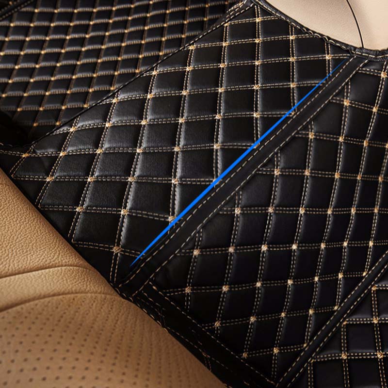 CM23 Double-line Luxury Car Mat Diamond Shape Stitchingh Red&Red