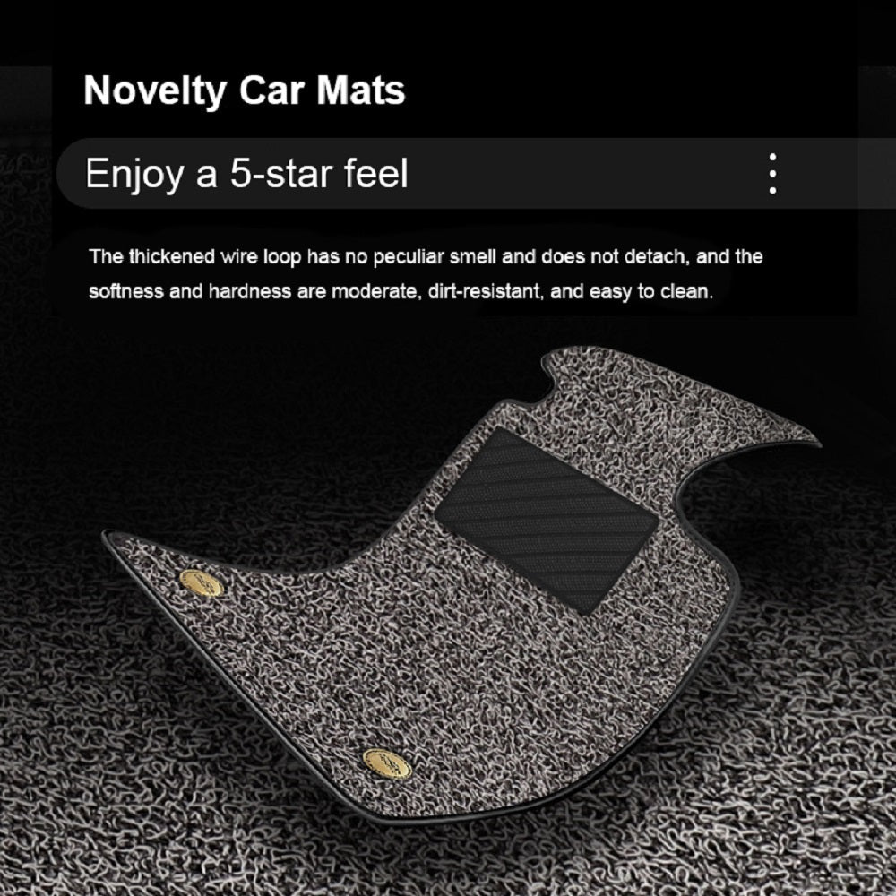CM12 Double layer Luxury 3D Car Mats Set Brown gold thread leather + brown wire loop