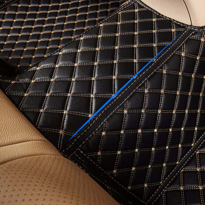 CM23 Double-line Luxury Car Mat Diamond Shape Stitchingh Red&Red
