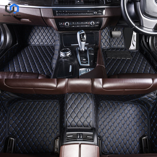 CM01 Luxury Car Mat Diamond Shape Stitchingh Black&Blue